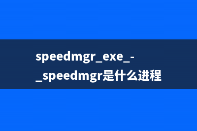 speedmgr.exe - speedmgr是什么进程 有什么用